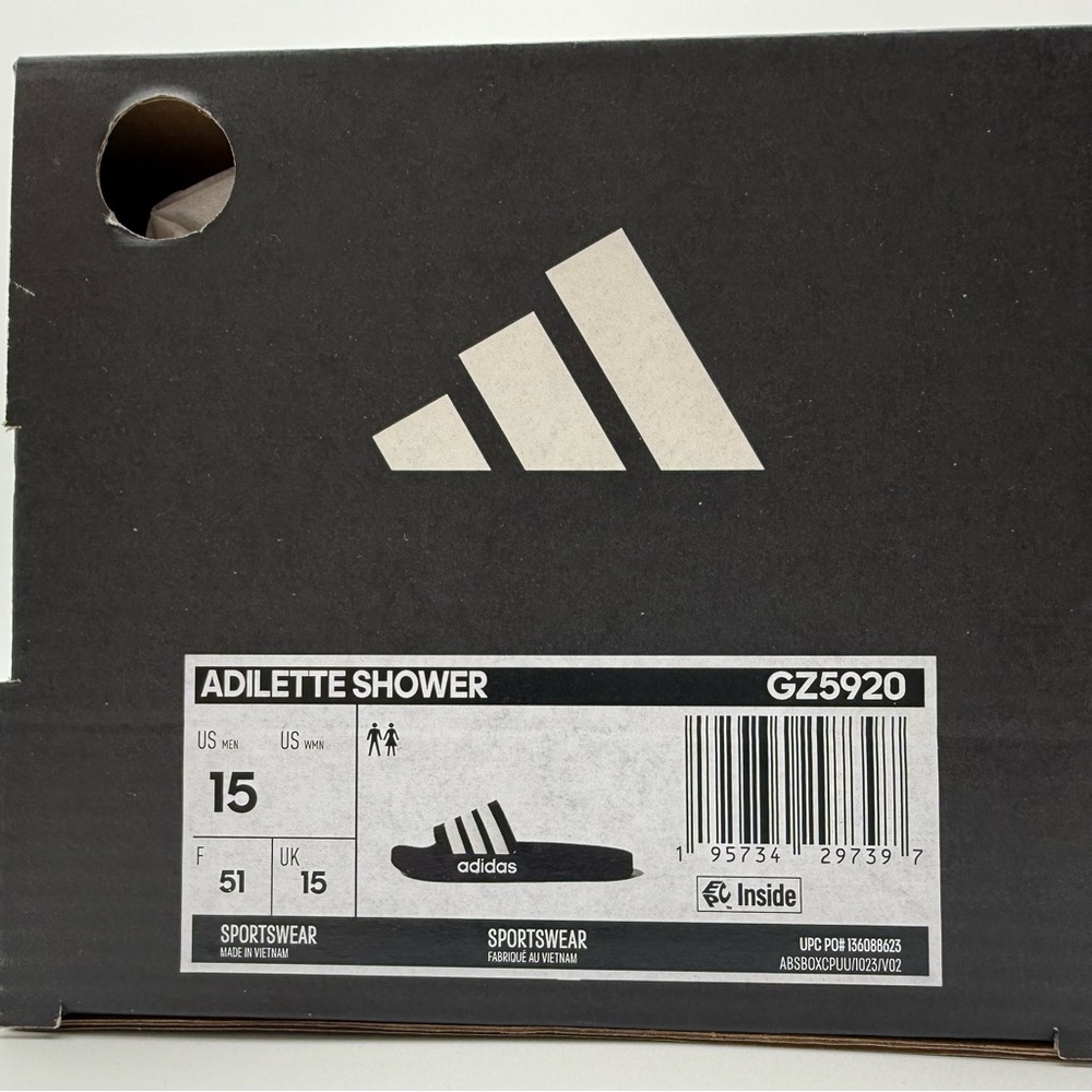 Adidas Adilette Shower Slide Men's Navy White New with Box GZ5920 - Picture 12 of 12